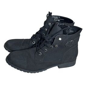 Madden Girl Ranceee Combat Boots Womens 8 Black Lace Up Side Zip Moto Ankle Boot
